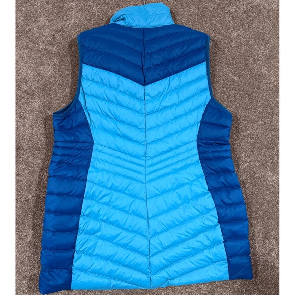 Lands End Womens Puffer Vest Blue Light Blue Colorblock Quilted Zip Up XL - Picture 8 of 8
